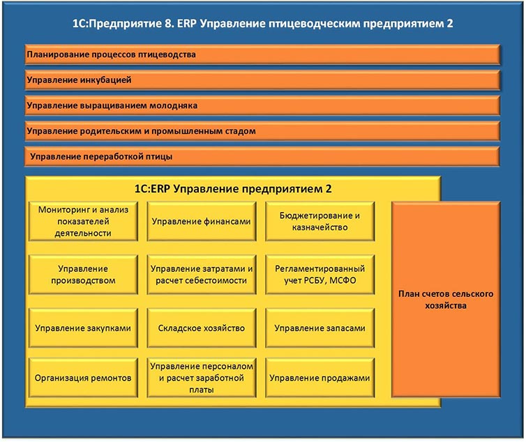 Схема конфигурации 1C-Управление птицеводческим предприятием
